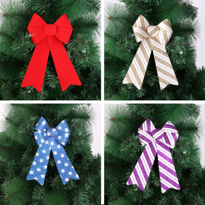 Christmas decorations powder flocking Christmas bow Christmas tree pendant PVC Christmas bow