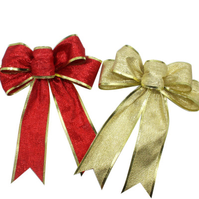 25CM large red and gold Christmas tree decoration bow Christmas supplies manufacturer direct sale