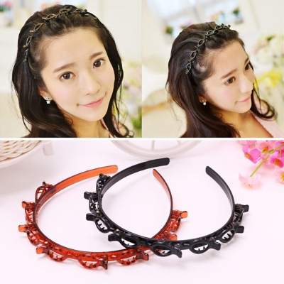 Korean multi-layer continuously hollow Braided Bangs Headband Headband buckle Partition small clip Band Bangs Hairband Hair Clip Hair Band H