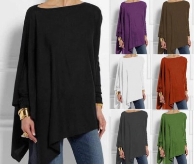The new WISH Long sleeve plain color T-shirt casual Slouchy top in 8 colors and 8 sizes
