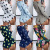 Print Long sleeve pajamas Deep V Translatable leotard Sexy Jumpsuit
