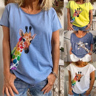 Wish Aliexpress eBay's new summer 2020 deer head AD short-sleeved T-shirt
