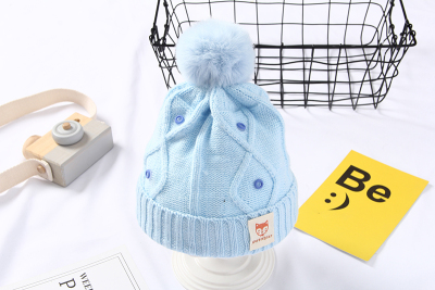  winter new children's knitted caps plus velvet warm caps core yarn men's and girls' hats baby caps wholesale