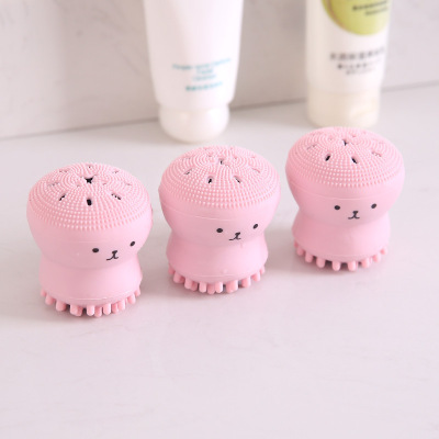 Silicone Face Brush Frother Small Octopus Bubbler Facial Cleanser Cartoon Cute Cleaning Brush Manual Facial Brush