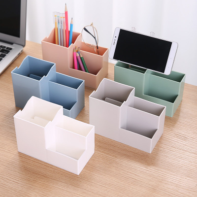 Desktop Storage Box Multifunctional Cosmetics Compartment Cosmetic Case Mobile Phone Bracket Stationery Pen Holder Plastic Box