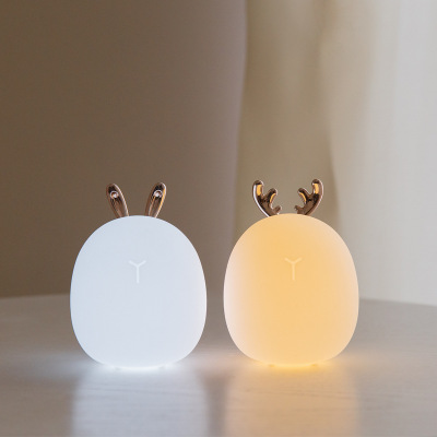 Creative Cartoon Colorful Adorable Rabbit Silicone Light USB Charging Small Night Lamp Gift Customized Bedside Touch LED Light