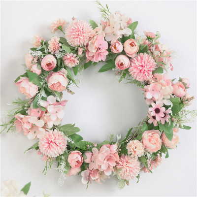 Artificial Wreath Door Decoration Hanging Decoration Mori Style Colorful Garland Window Wedding Decoration Photography Props Peony Hydrangea