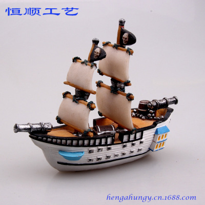 Resin Sailboat Mediterranean Resin Craft Ornament Ocean Series Tourist Souvenir Small Double Sailboat 16cm