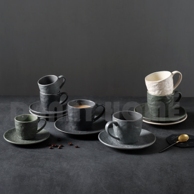European Ceramic Cup Mug Coffee Set Teacup and Saucer Water Cup Glaze Cup Color Ceramic Tea Set