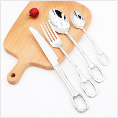Creative Hanging Ring Stainless Steel Western Tableware Hotel Steak Knife, Fork and Spoon Spot Supply Color 304 Tableware