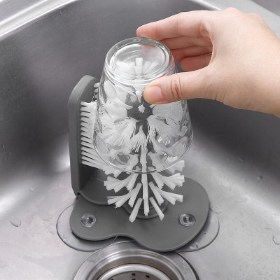 Baby Bottle Brush Cup Brush Suction Wall Brush the Cup Artifact Rotating Cup Brush Cup Brush Glass Cup Tea Scale Cleaning Brush