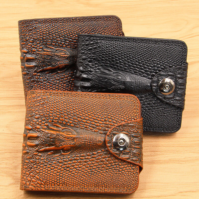 New Men's Wallet Short Large Capacity Multi-Functional Fashion Business Crocodile Pattern Magnetic Snap Wallet Wallet Fashion