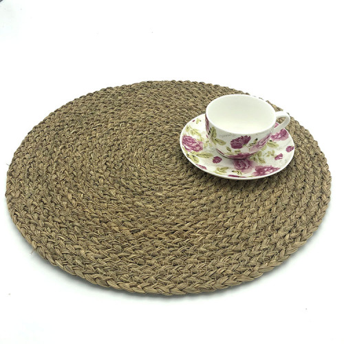 japanese-style natural aquatic plants handmade woven placemat factory direct sales heat proof mat round western coaster anti-scald non-slip