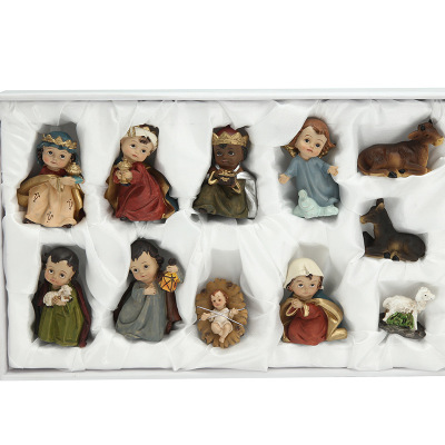 Cross border Christmas cartoon manger group resin crafts to display a Nativity religious gifts foreign trade list processing