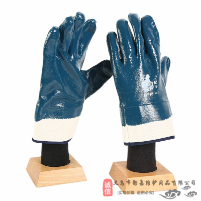 Impregnated, oil-resistant, full-hung gloves with large and durable oil-resistant nitrile canvas gloves are thickened with electric welding labor protection gloves