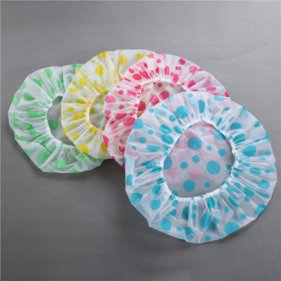 Factory Direct Color Printing Home Shower Cap Waterproof Polka Dot Adult Shower Cap