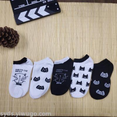 Spring and summer ship socks male and female lovers pure cotton leisure socks shallow mouth moisture moisture sweat breathable anti skidproof QQ1