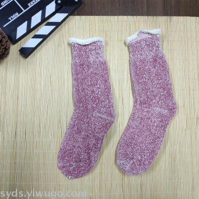 Ladies with warm velvet warm tube thickened warm autumn winter snow socks day is a lovely winter home towel L20