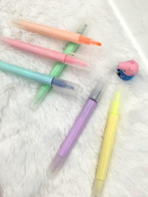 Korean Stationery Double-Headed Fluorescent Pen Oblique Head Marking Pen Write-Resistant Marking Pen Marker Journal Pen