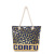 European American Fashion Floral Print Letters Cotton String Bags, Gilded Gold Silk Imitation Linen Stitching Beach Bag, Canvas Bag