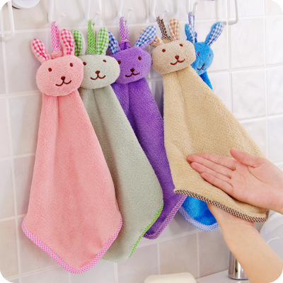 Cartoon towel towel can hang type coral velvet towel kitchen bibulous towel does not touch oil wash dish cloth wipe dish cloth