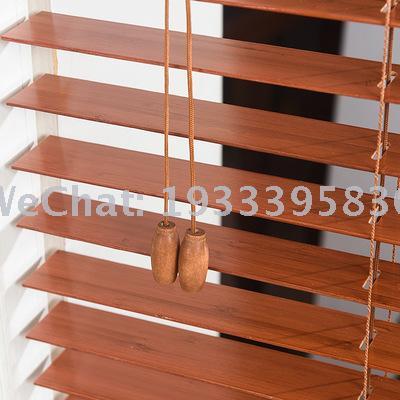 Wholesale Ventilation Fashion Aluminum Bamboo Wood Louver UV Protection Lifting Invisible Curtain Tracery Direct Sales Binds