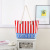 Striped Letters Stitching Cotton String Bag Portable Travel Beach Bag