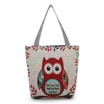 Factory Direct Sales Europe and America Creative Shoulder Bag Women's Bags Handbag Owl Embroidered Canvas Bag Wholesale