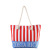 Striped Letters Stitching Cotton String Bag Portable Travel Beach Bag