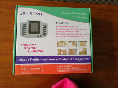 Jr309 English Electronic Pulse Massager with Slippers 2 Pairs of Electrode Patch Color Box Packaging