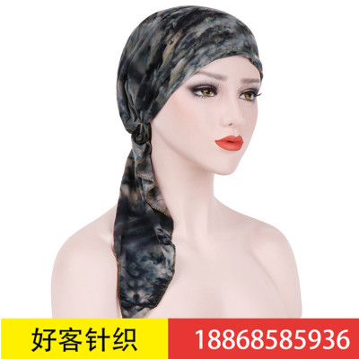 Europe and the United States tie-dye arc flower cloth cap Muslim baotou cap pure cotton cover head cap spot