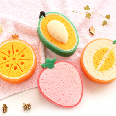 Fruit sponge cleaning kitchen products bath products multifunctional strong decontamination cleaning thickened sponge dishtowel