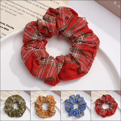 Web celebrity cross the United States and Japan retro plaid pig colon French California ponytail hair ring hair cord