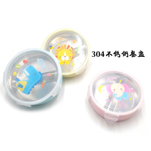 vertical factory direct stainless steel cartoon lunch box insulated lunch box sealed environmentally friendly pp student tableware 8112