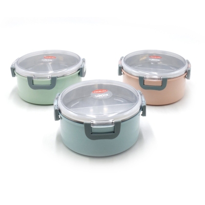 T07-8116 Stainless Steel Anti-Scald Insulation Divided Lunch Box Student Adult Portable Lunch Box Children's Dinner Plate