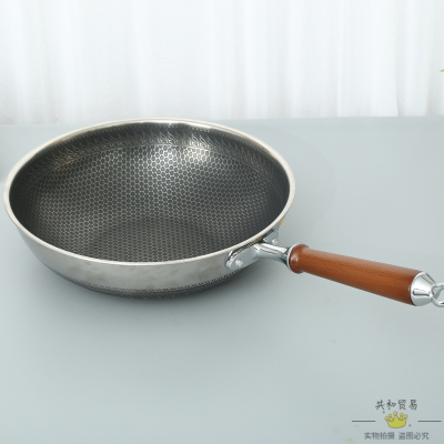 Household Uncoated Non-Stick Pan Gas Stove Induction Cooker Gas Stove Old-Fashioned round Mouth Flat Bottom Frying Pan