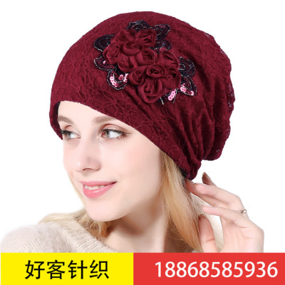 Lace flower cover hat summer thin women's hood hat moon hat pile air conditioning hat woman