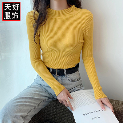 New female autumn winter long sleeve inside build slim Han edition base unlined upper garment half turtleneck sweater