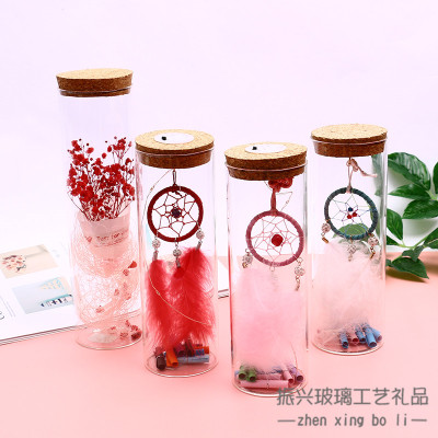 Creative Girlish Heart Wind Chimes Wishing Bottle Luminous Dream Catcher Glass Wishing Bottle Get Student Gift Boutique