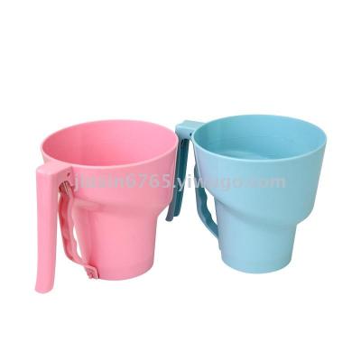 Large Capacity Sieve Plastic Holding Flour Sieve Semi-automatic Cup Type Screening Mesh Creative Family Powdered Sugar Filter