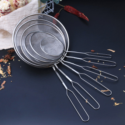 Factory Direct Sales Stainless Steel Mesh Colander Kitchen Household Oil Strainer Spoon Bird's Nest Soy Milk and Juice Flour Strainer