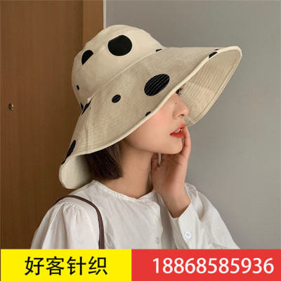 Fisherman Hat woman summer thin Korean version of a variety of polka dots around the face sunscreen sun-shading hat