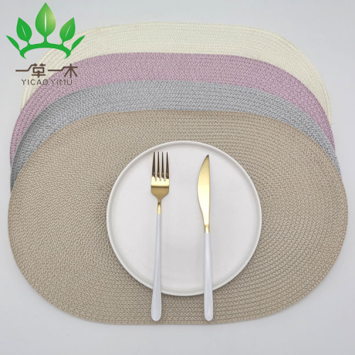 amazon hot sale oval pp placemat european and american popular environmental protection woven placemat waterproof durable multi-color optional