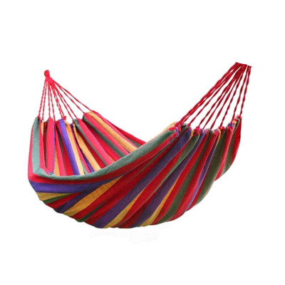 Travel Single Hammock Rainbow Striped Hammock Canvas Swing Children Leisure Hammock Outdoor Hammock