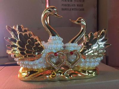 Ceramic ornaments, household ornaments, swans