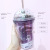 water botterA Star Trek Double straw Cup Creative gift customized plastic cup children's lovely water cup with light
