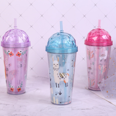 Manufacturers direct Instagram creative alpaca readily available cup gift cup customized plastic double cup a generation of hair