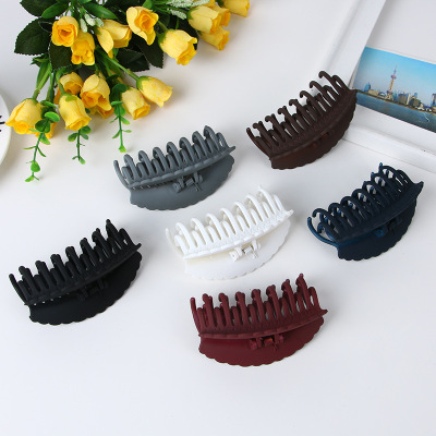 Foreign trade hot new material green plastic big hair clip rubber matte double teeth big grip clip hair clip