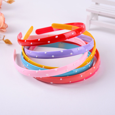 Street stalls hot selling Korean version of 12MM plastic hair hoop cute dot candy color headband manufacturers direct wh