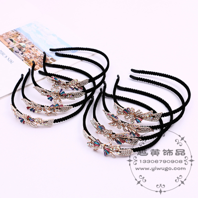 Hair Accessories Rhinestone Barrettes Wide-Edged Headband Korea Minimalistic Headdress Hair Fixer Hairpin Bang Clip